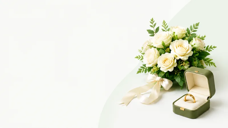 Hoa cưới và nhẫn đính hôn